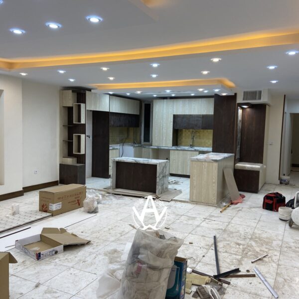 بازسازی صفرتاصد واحدمسکونی در پردیس فاز 11 اجرای کابینت،کناف،نورپردازی،کاغذدیواری،سرویس بهداشتی و تاسیسات،کمددیواری و ...