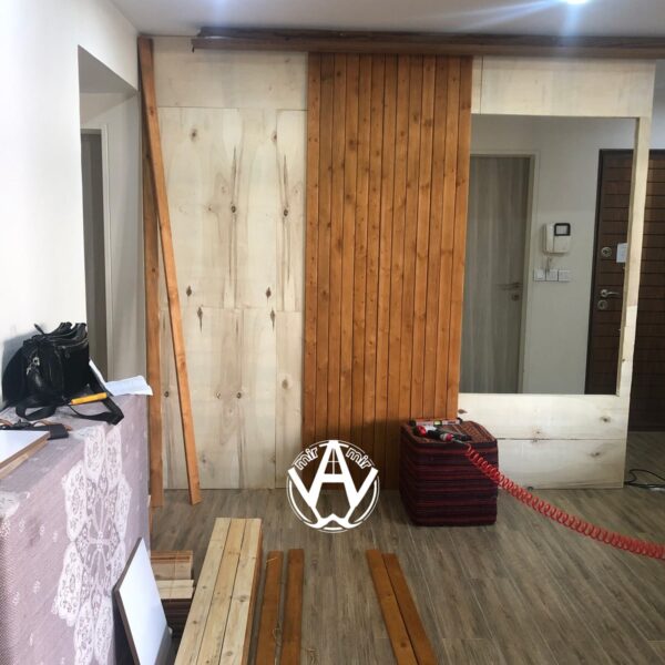 طراحی و اجرای دیوارچوبی و اتاق کاذب تمام چوب کاملا آکوستیک و بدون خاک بنایی